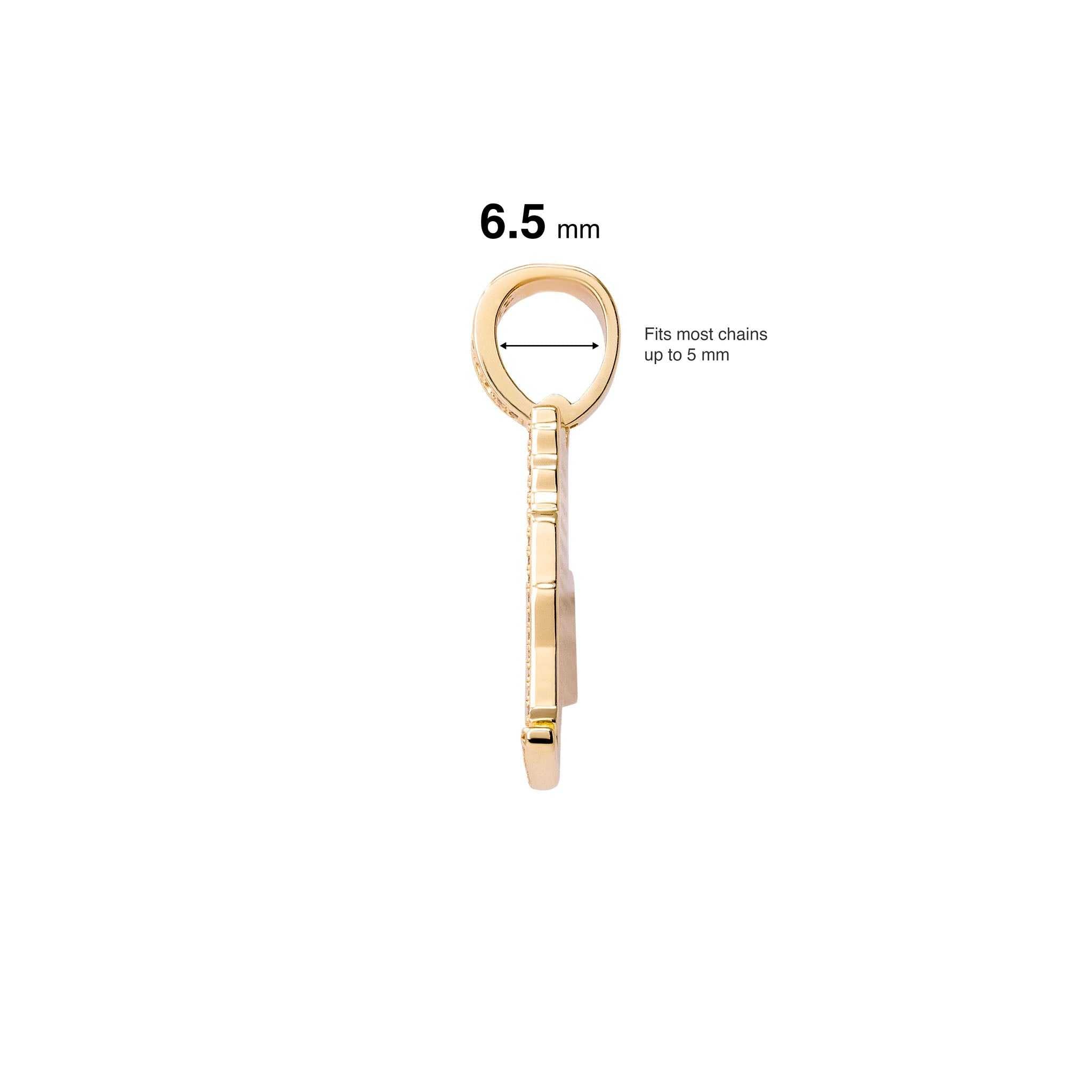 York Pendant side view fitting measurements, crafted in solid 925 sterling silver with 14k gold option.