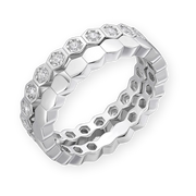 Moissanite stackable hexagon shaped sterling silver rings set of 2 with 0.6ct stones