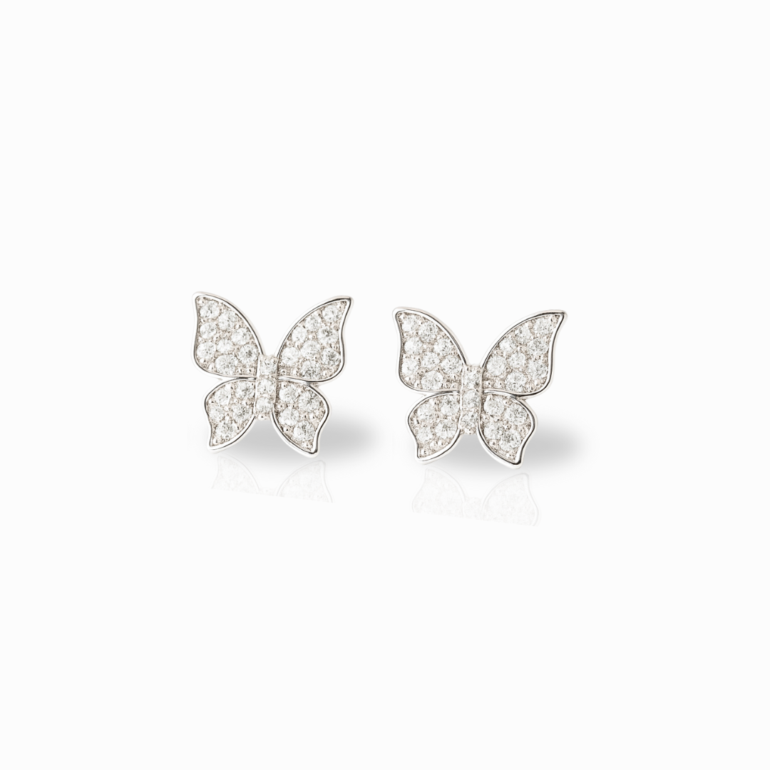 Butterfly Moissanite Stud Earrings – 0.34 TCW 925 Sterling Silver Screw Back VVS1 D Color