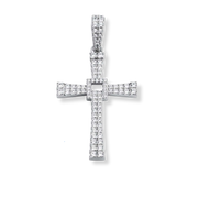 925 Sterling Silver cross pendant with rhodium plating and CZ diamonds by Morf Jewelry