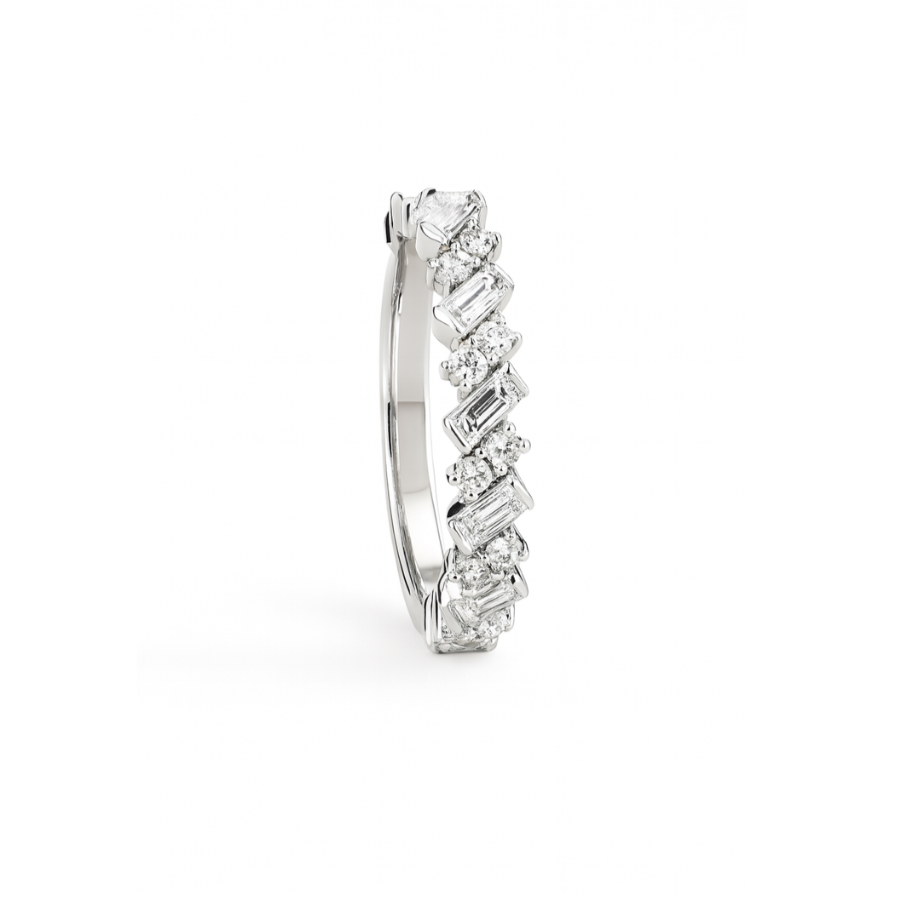Moissanite Ring for Women – 1.1 Carat Baguette & Round Cut 925 Sterling Silver