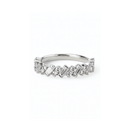Moissanite ring for women with 1.1 carat baguette and round cut stones set in 925 sterling silver band