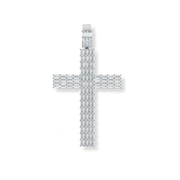 Baguette Silver Cross Pendant with clear CZ stones in solid 925 sterling silver, available in multiple sizes
