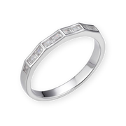 Moissanite Solid 925 Sterling Silver Half Eternity Baguette Ring Baguette Cut Women Band