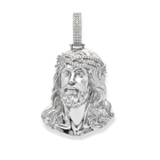 Moissanite Jesus Head Piece Pendant - Solid 925 Sterling Silver
