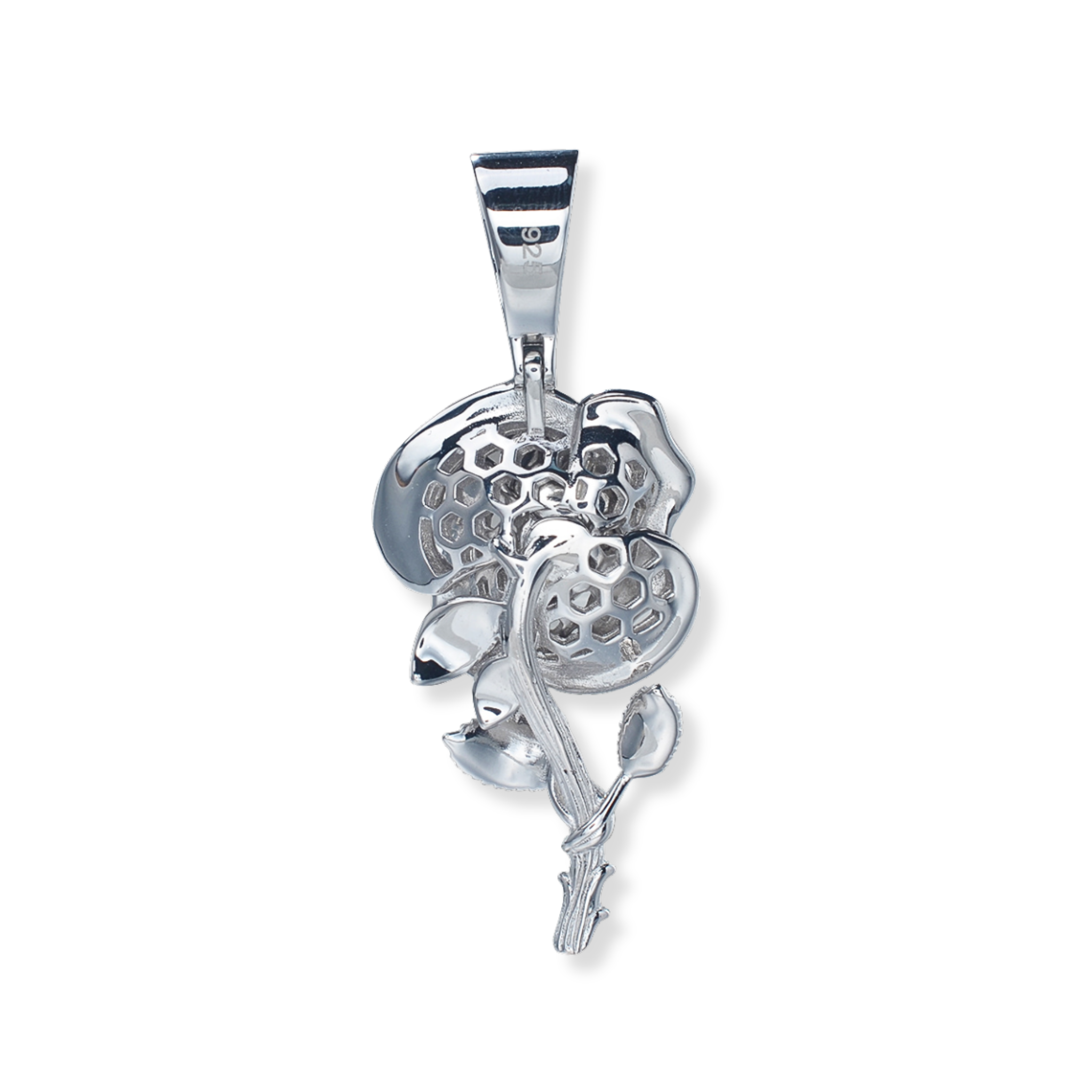 Moissanite Rose Flower Pendant in 925 Sterling Silver