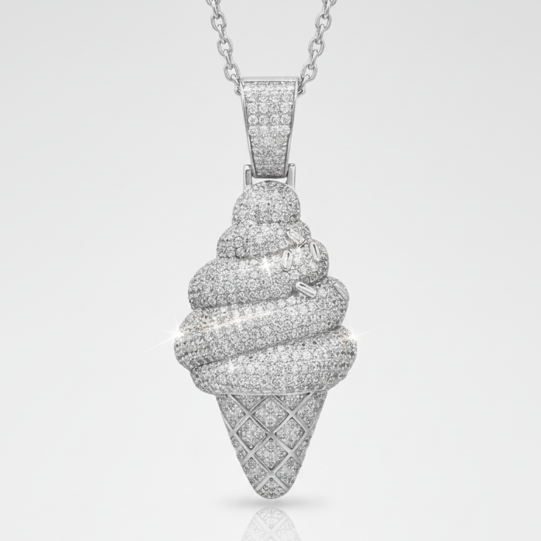 Moissanite Ice Cream Pendant 925 Sterling Silver