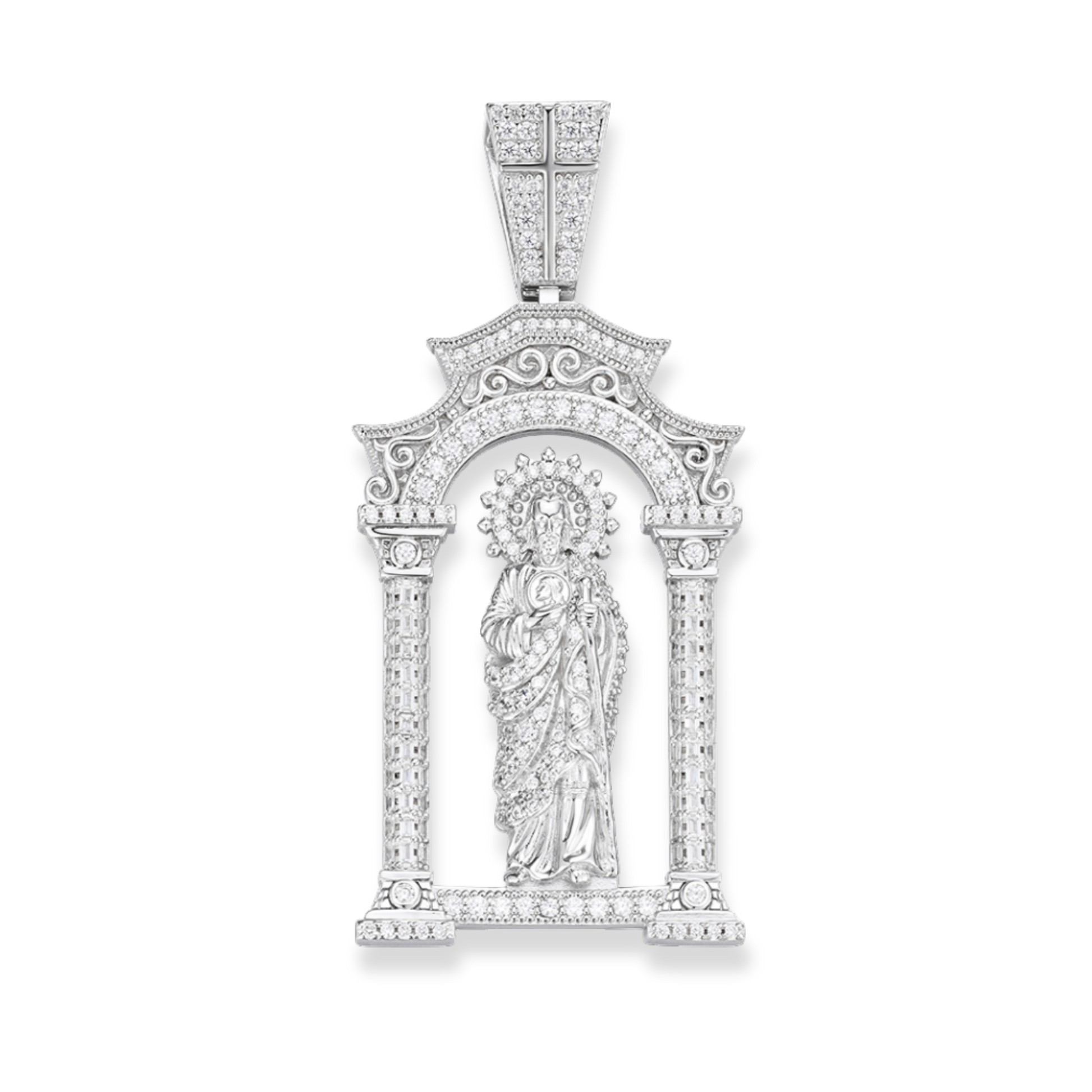 Moissanite Saint Judas Pendant in 925 sterling silver