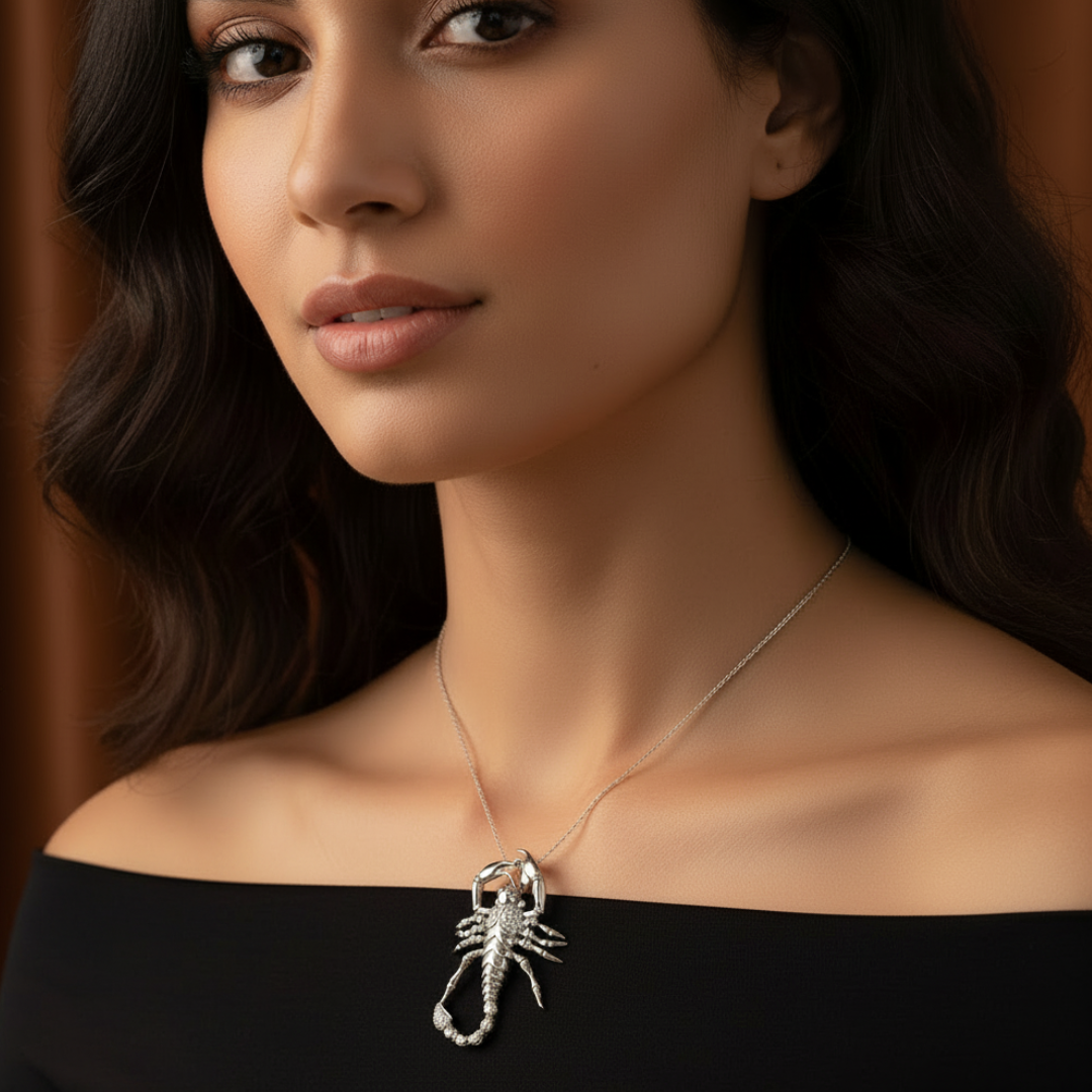 Moissanite Scorpion Pendant 925 Sterling Silver
