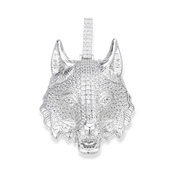Moissanite Wolf Head Pendant 925 Sterling Silver