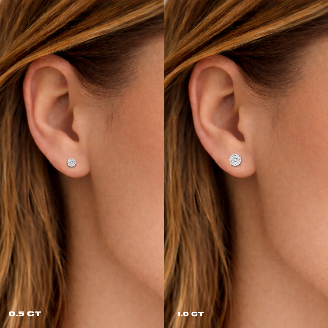 Moissanite Portuguese Cut Stud Earrings 925 Sterling Silver in Rose Gold