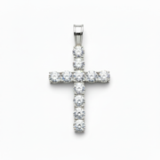Moissanite Tennis Cross Pendant in 925 Sterling Silver