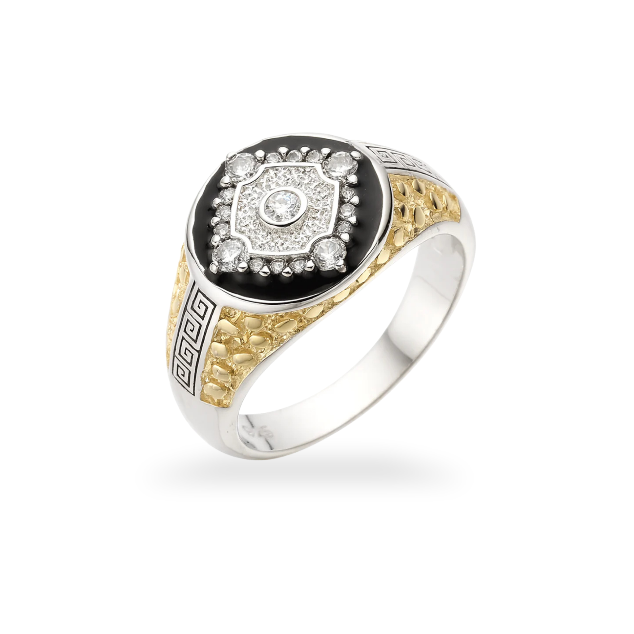 Moissanite Two-Tone Nugget Watch Ring in 925 Sterling Silver
