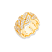 Cuban Link Moissanite 14K Gold Over 925 Sterling Silver Ring