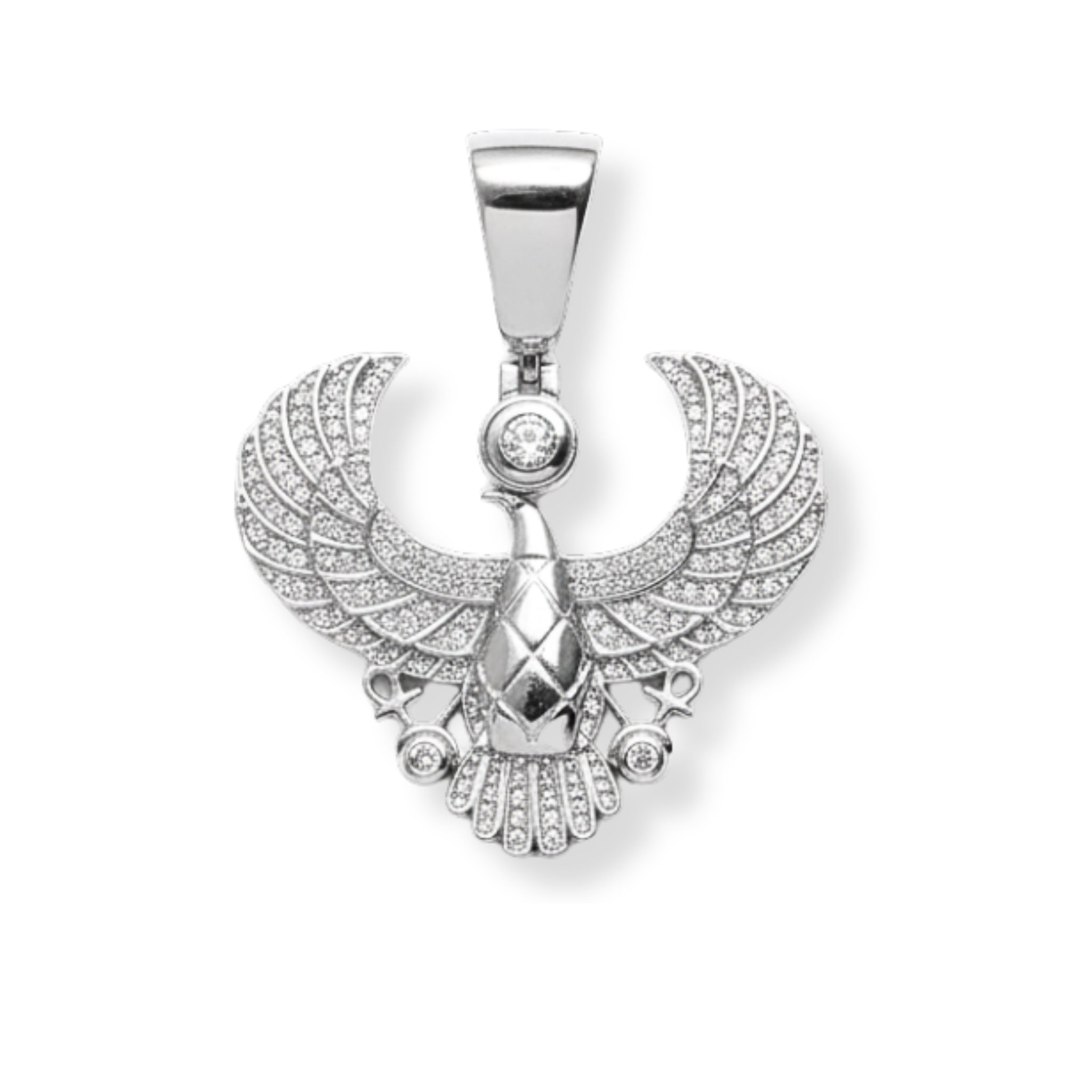Horus God of Egypt Falcon Bird Moissanite 925 Sterling Silver Pendant