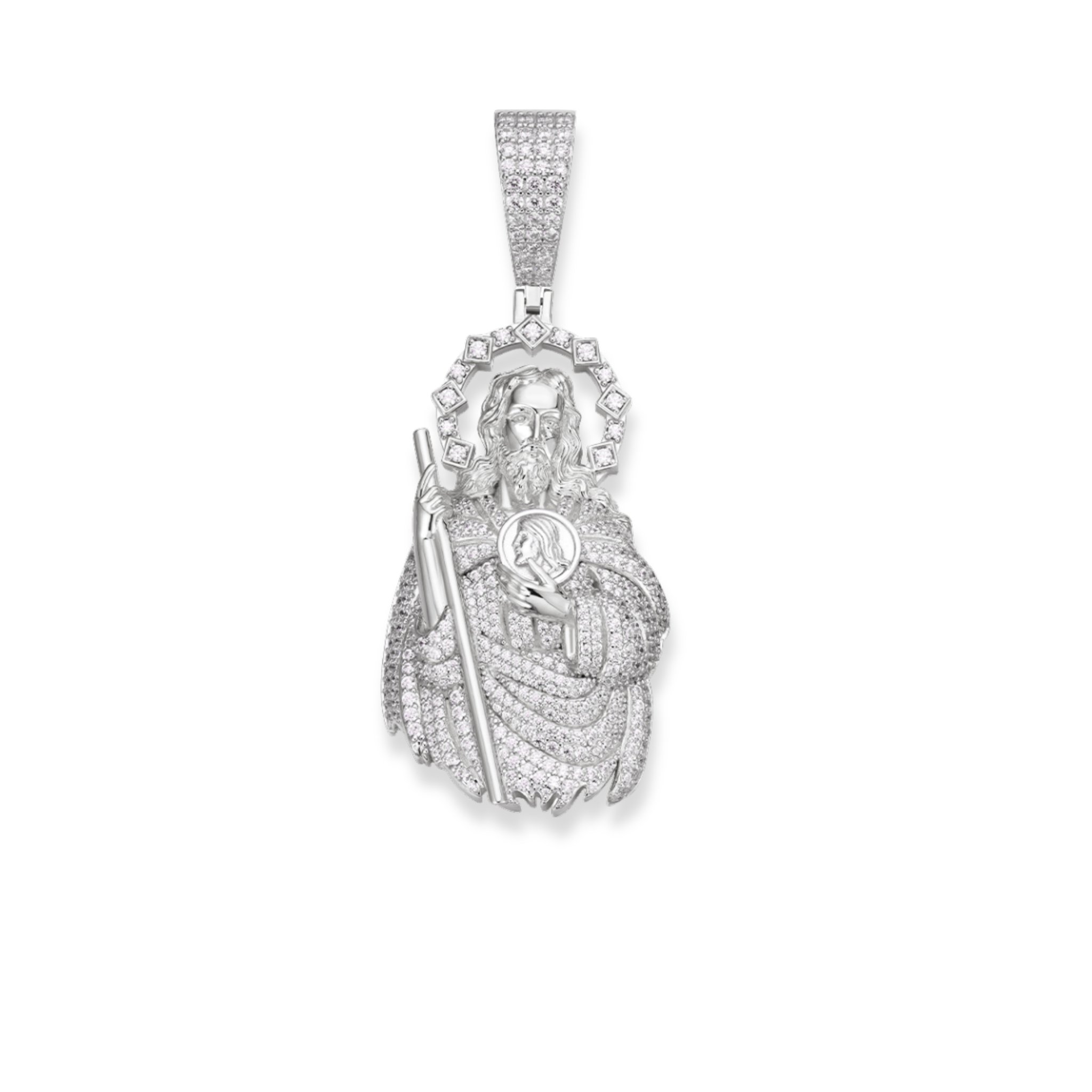 St. Judas Moissanite Pendant 925 Sterling Silver
