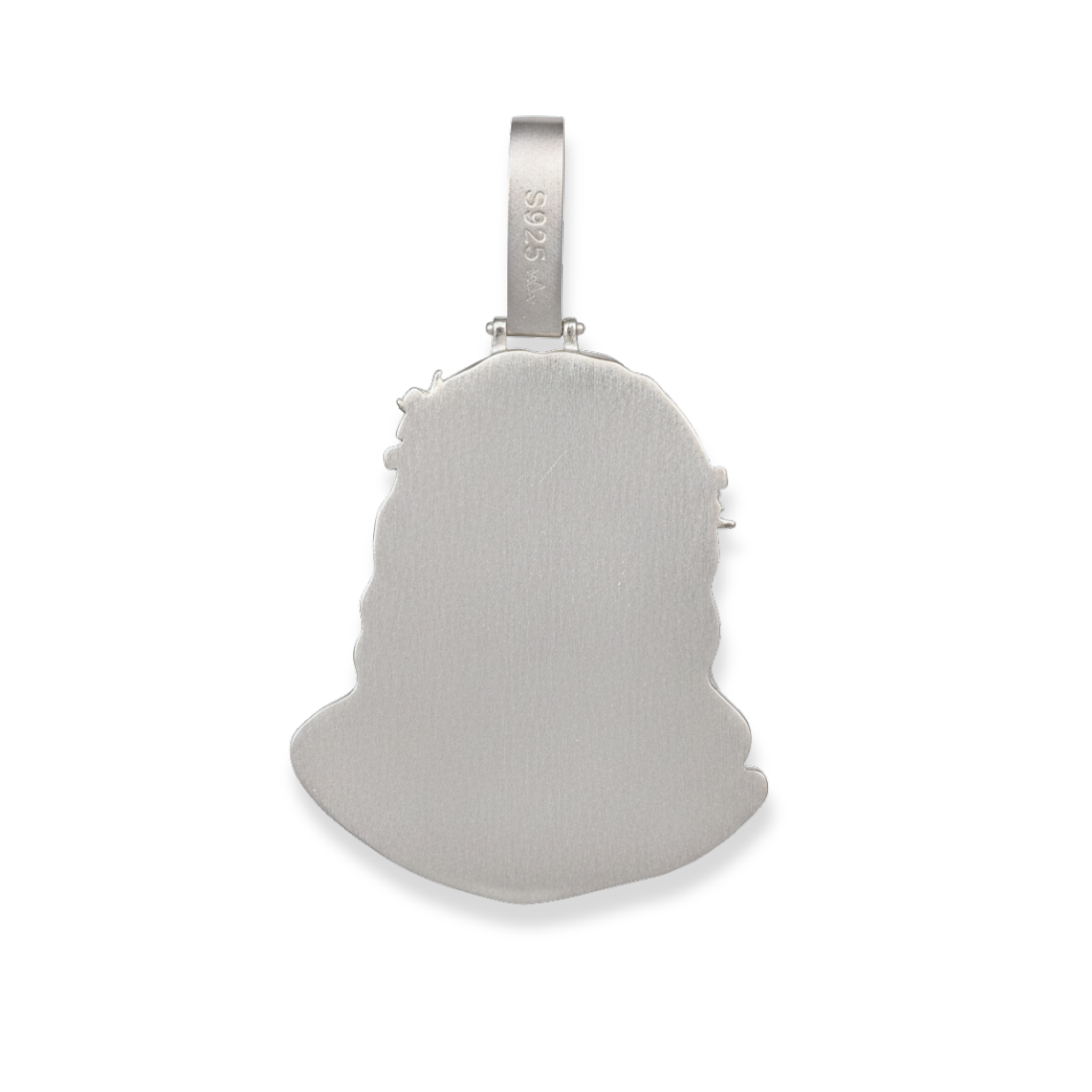 Moissanite Jesus Head Piece Pendant - Solid 925 Sterling Silver Matte Sandblasted Finish