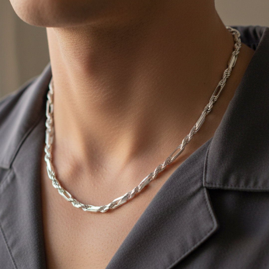 5MM Milano Figarope Chain Solid 925 Sterling Silver