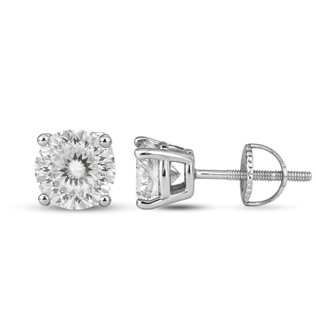 Moissanite Portuguese Cut Stud Earrings in 925 Sterling Silver