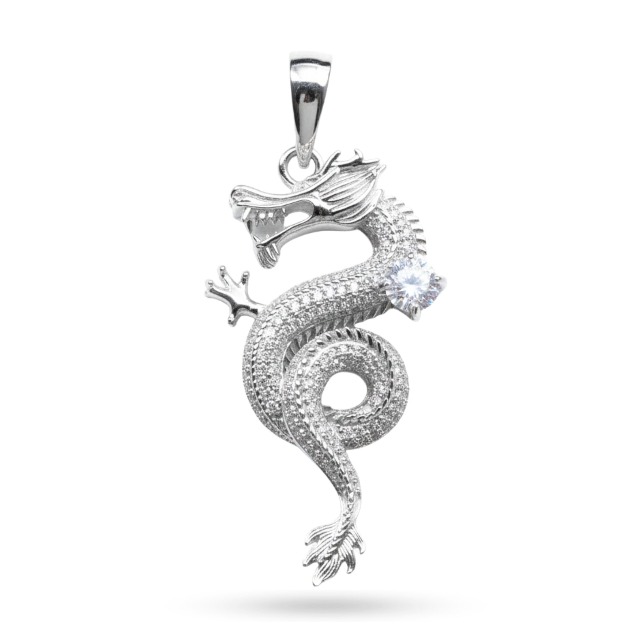 Moissanite Dragon Pendant in 925 Sterling Silver