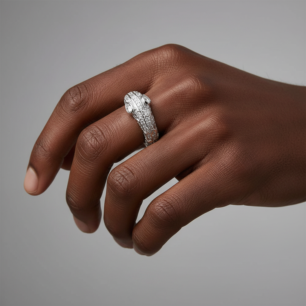 Moissanite Snake Ring in 925 Sterling Silver