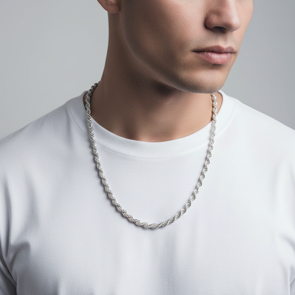 5MM Rope Chain Solid 925 Sterling Silver