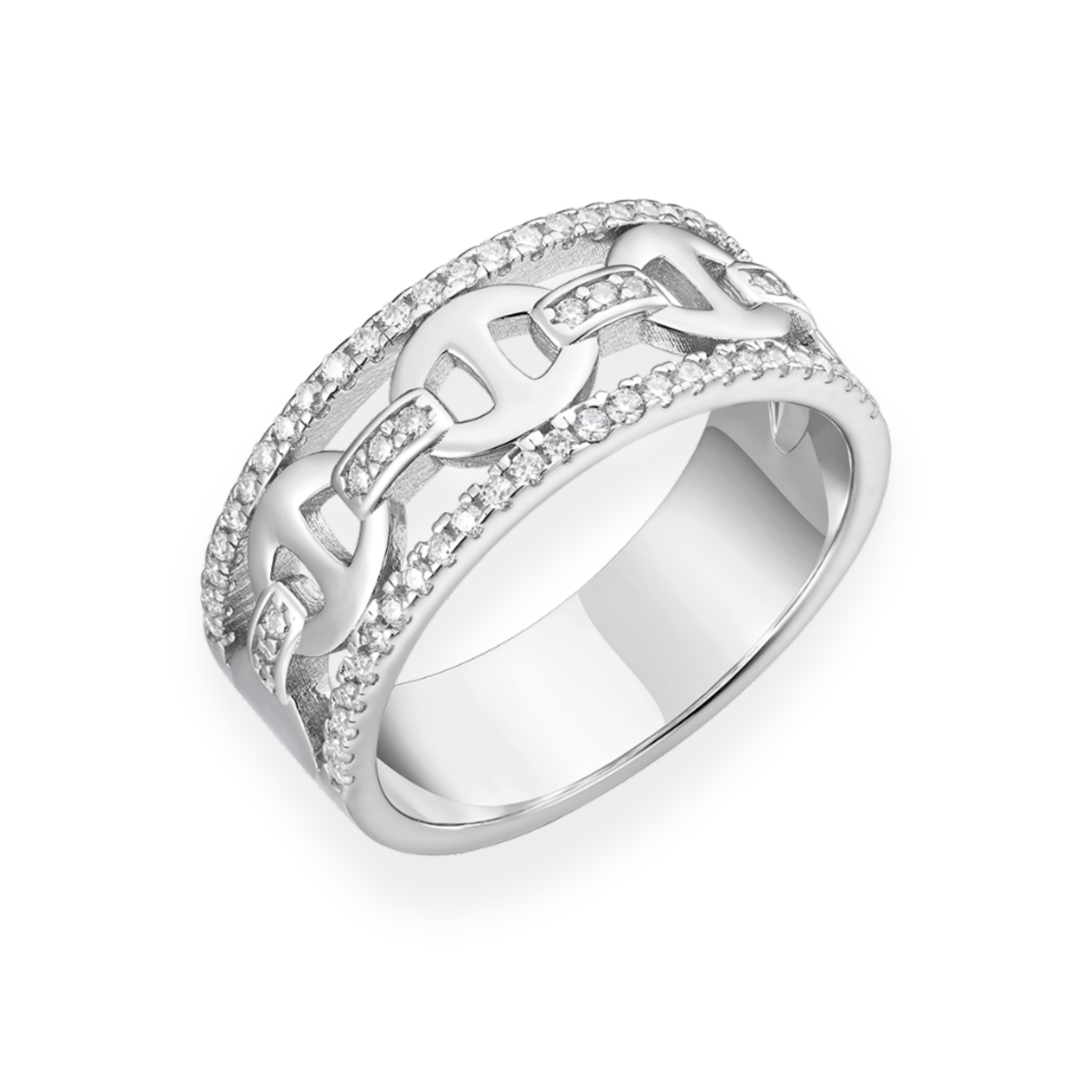 Moissanite Mariner Link Band in 925 Sterling Silver
