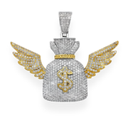 Moissanite Two Tone Money Bag Pendant 925 Sterling Silver