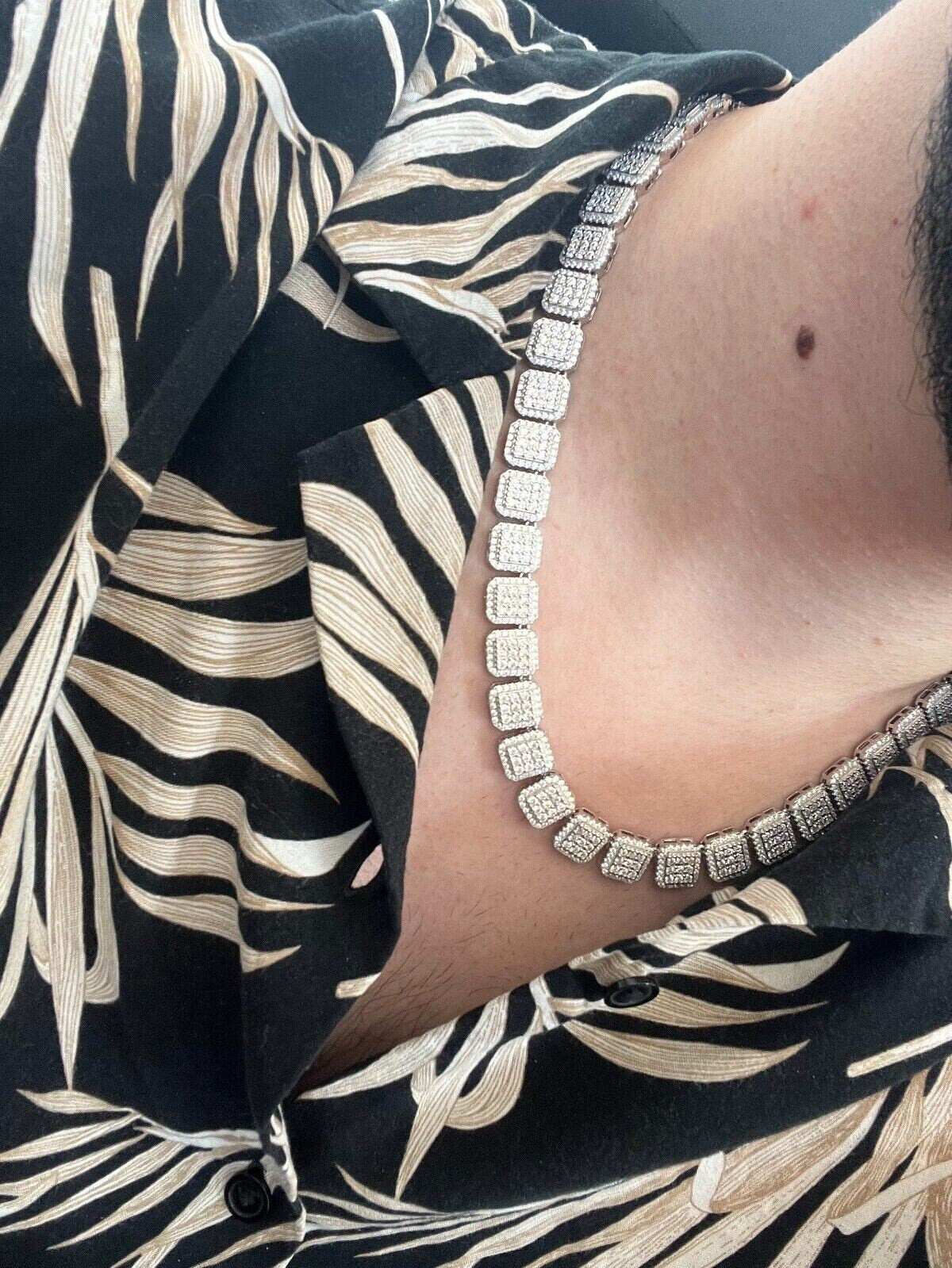 Mens Baguette 25ct Moissanite Tennis Chain
