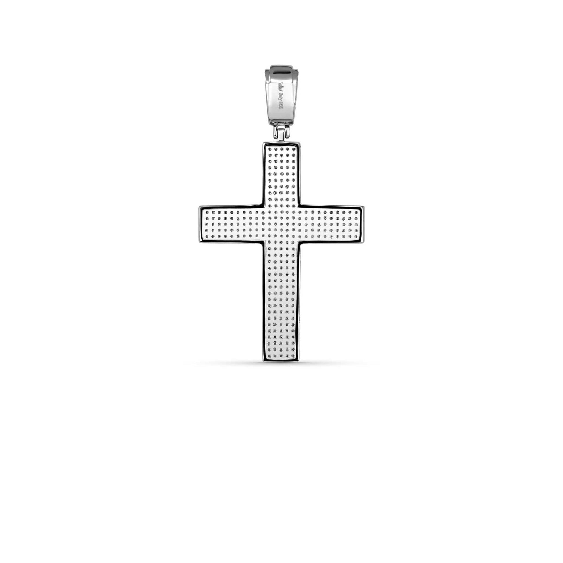 2" Moissanite Cross Pendant in 925 Sterling Silver with 1.8ct Round Stones