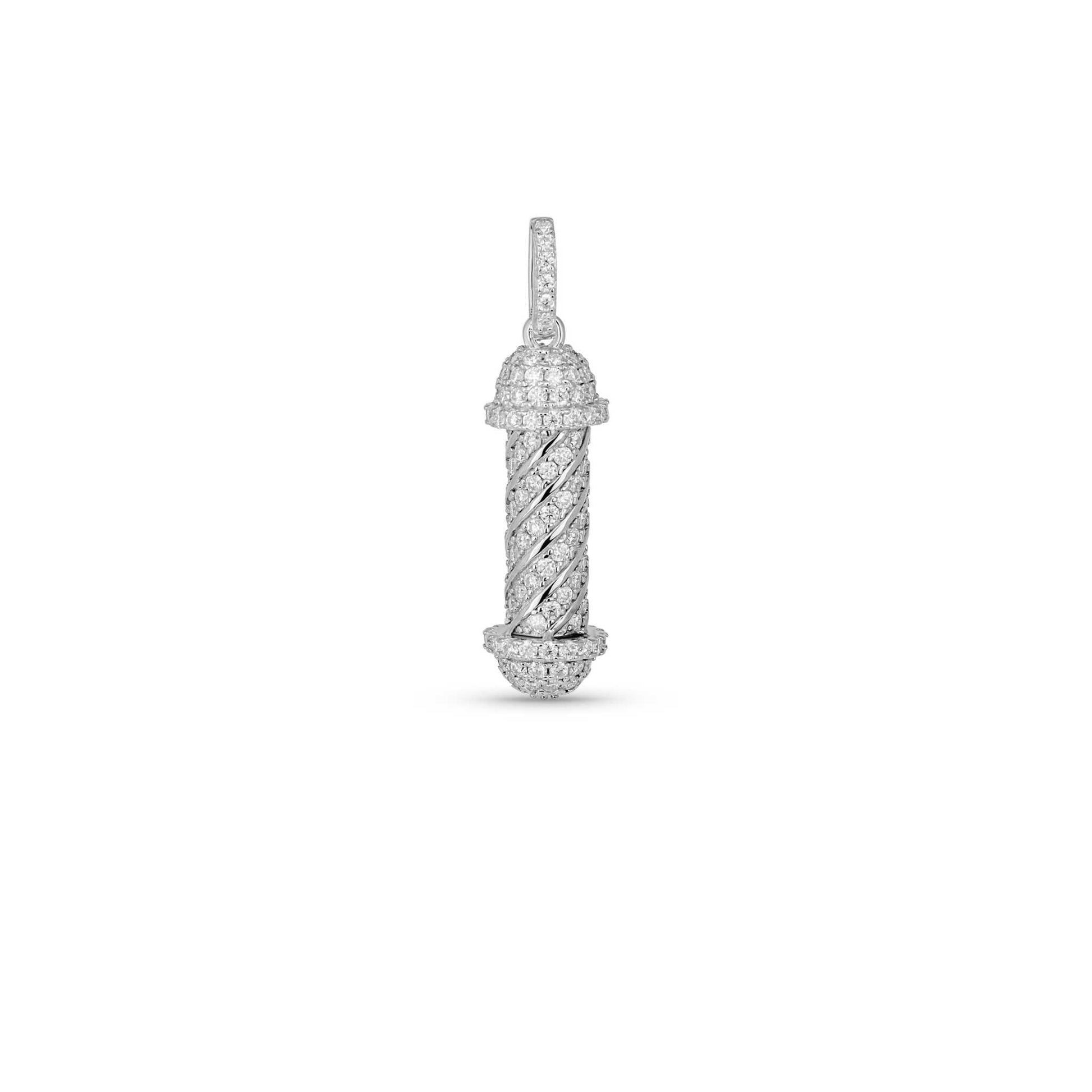 Barber Pole Iced Moissanite Pendant in 925 Sterling Silver with 2.75ct moissanite stones.