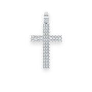Baguette Silver Cross Pendant with CZ stones on solid 925 sterling silver, no chain included.