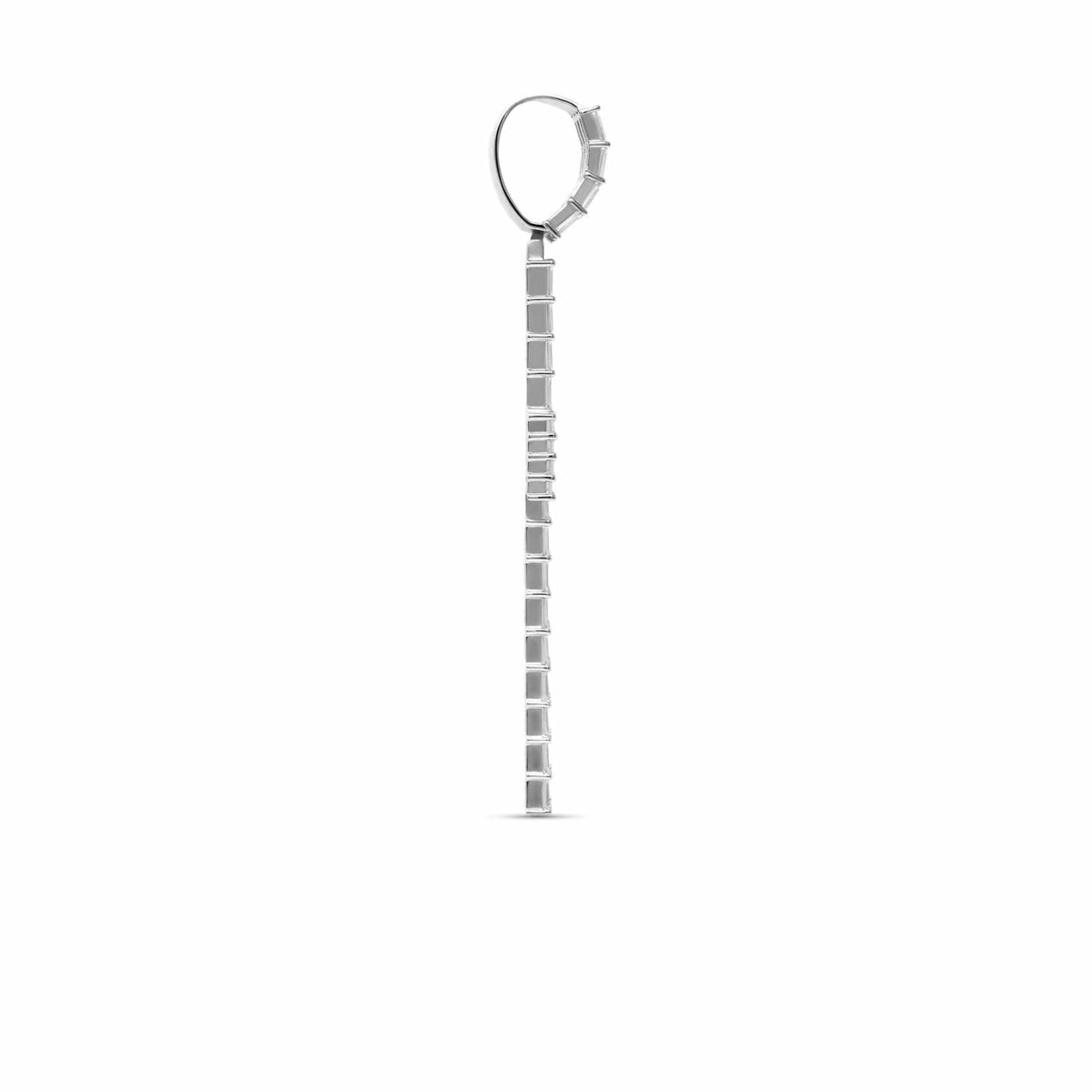 Baguette Silver Cross Pendant with CZ stones, 925 sterling silver, detailed design.