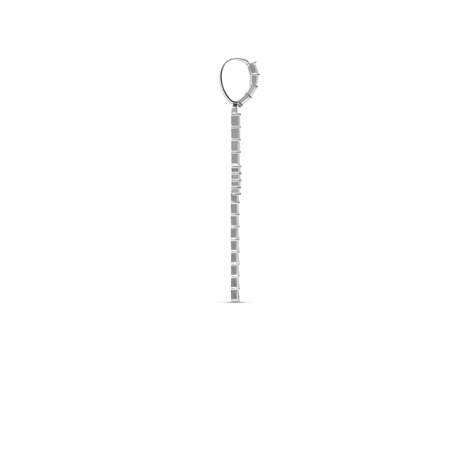 Baguette Silver Cross Pendant with CZ stones, 925 sterling silver, detailed design.