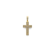 14K gold finish iced CZ cross crucifix pendant with sterling silver.