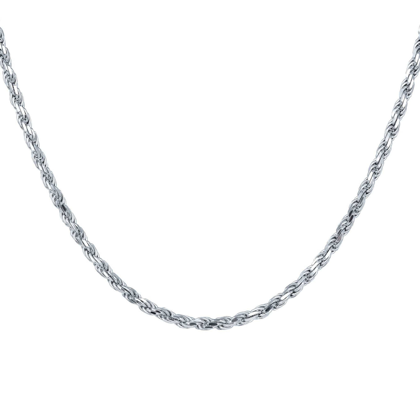 Sterling silver rope chain with lobster closure, 925 stamped, Italian made.