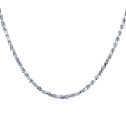Sterling silver rope chain with lobster closure, 925 stamped, Italian made.