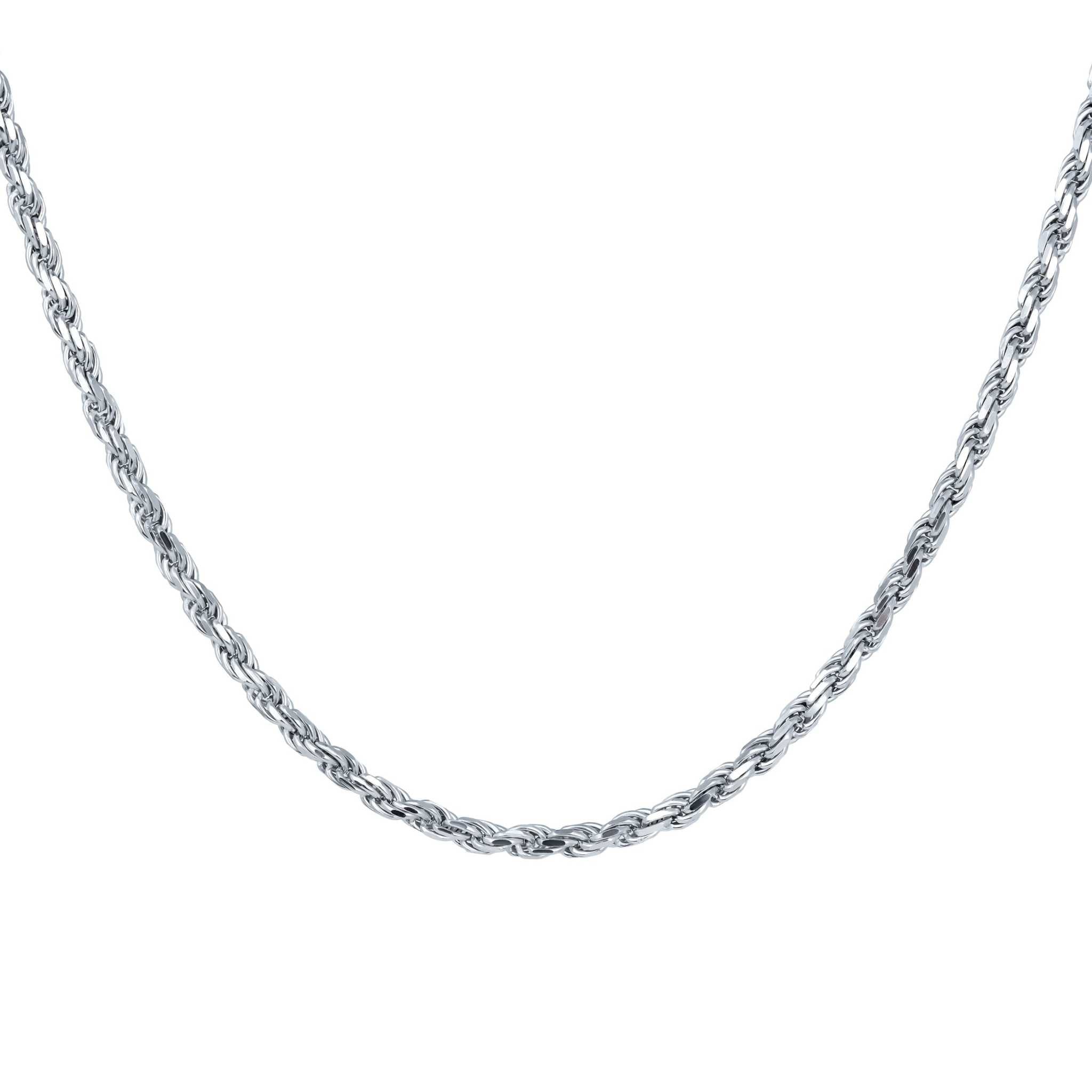Sterling silver rope chain with lobster closure, 925 stamped, Italian made.