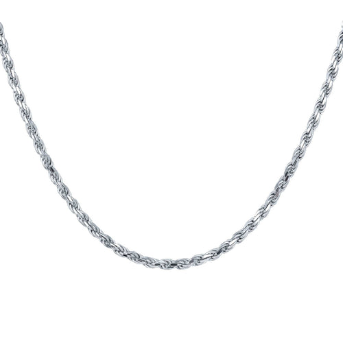 Sterling silver rope chain with lobster closure, 925 stamped, Italian made.