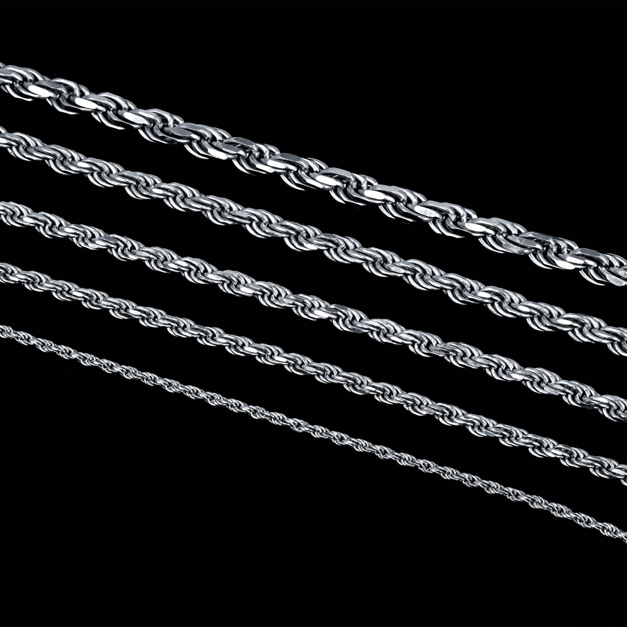 Solid 925 Sterling Silver Rope Chains 1.5-4mm