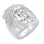 Moissanite Native American Indian Warrior Statement Ring 925 Sterling Silver