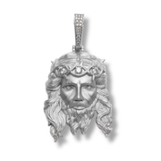Jesus Piece Head Pendant Moissanite Matte Finish Solid 925 Sterling Silver