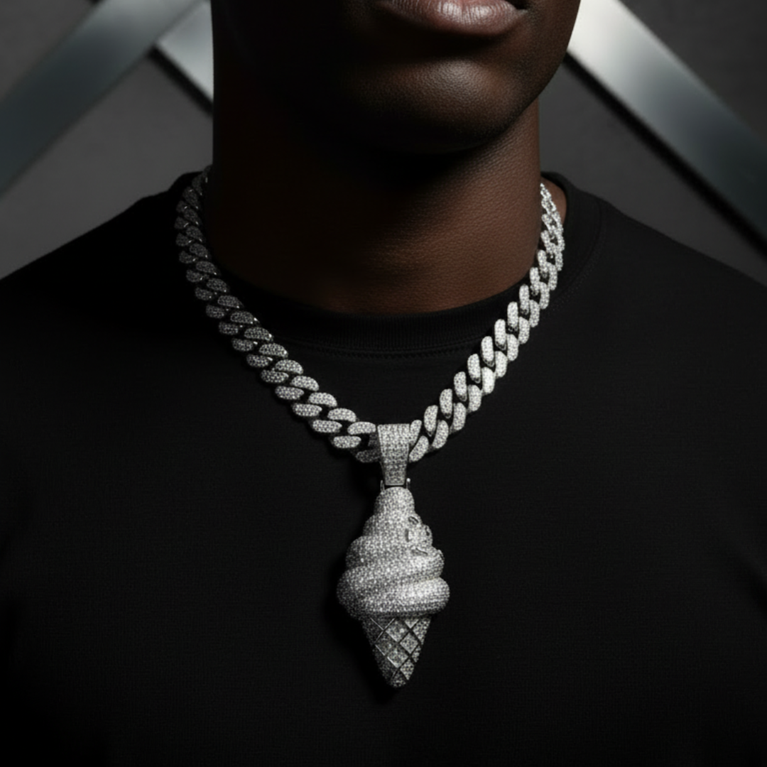 Moissanite Ice Cream Pendant 925 Sterling Silver