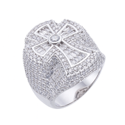 Moissanite Baguette Cross Ring 925 Sterling Silver
