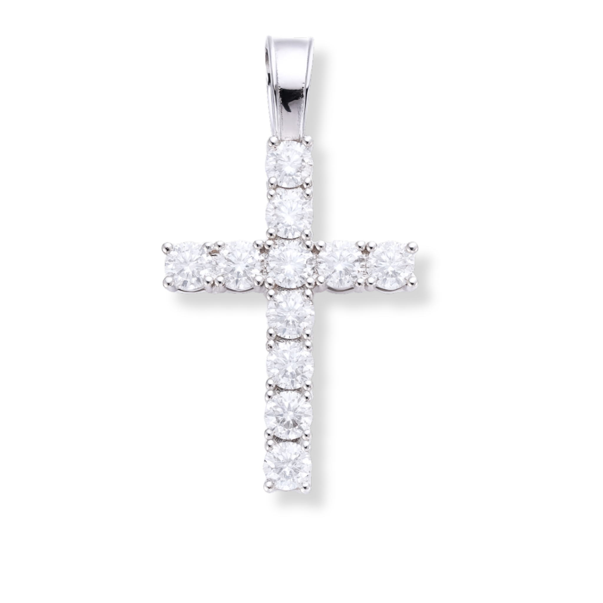 Moissanite Tennis Cross Pendant 925 Sterling Silver