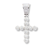 Moissanite Round Shaped Tennis Cross Pendant 925 Sterling Silver