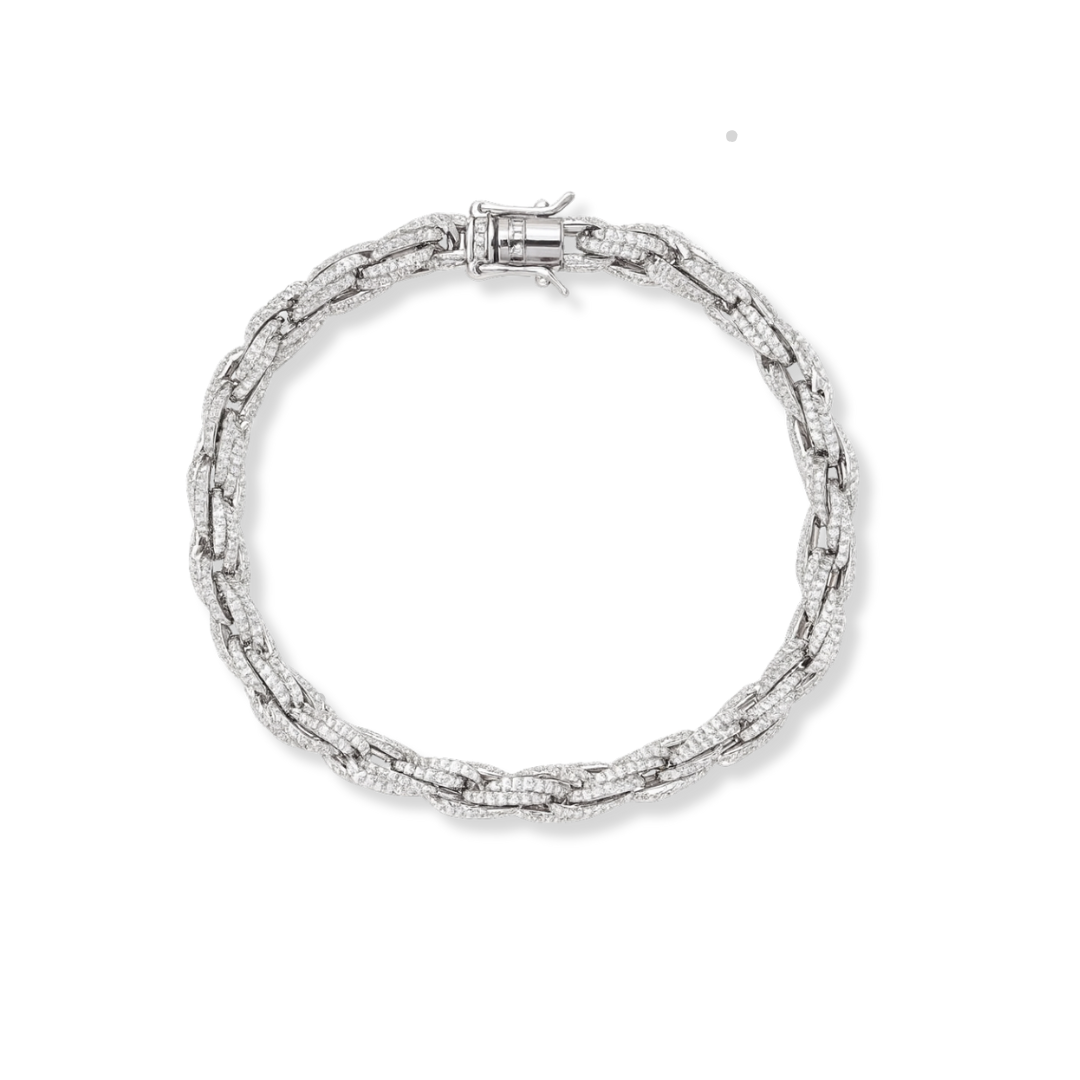 Moissanite 6mm rope bracelet in 925 sterling silver with VVS D color stones and solid heavy build