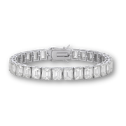 Moissanite Emerald Cut Tennis Bracelet Real 925 Sterling Silver 60.0 TCW
