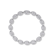 Moissanite Puffed Mariner Link Bracelet 925 Sterling Silver