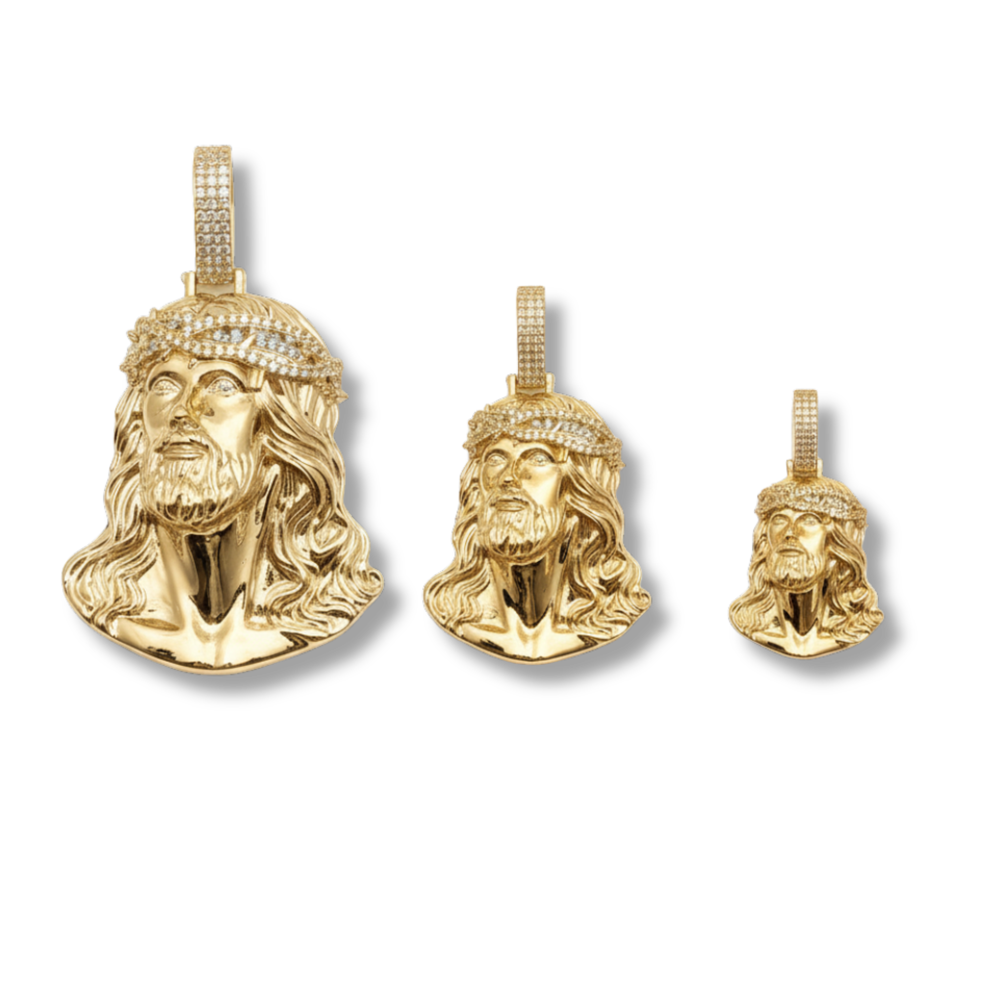 Moissanite Jesus Piece Pendant in 14K Gold 925 Sterling Silver